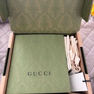 Gucci Cream and Tan Tote with Green Box